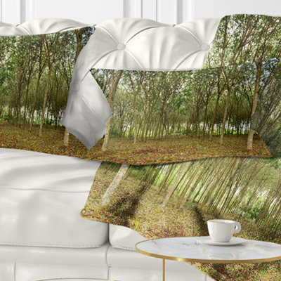 Rubber Tree Plantation During Midday Landscape Printed Lumbar Pillow