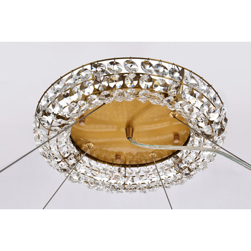 Gonzalas 24 - Light Dimmable Wagon Wheel Chandelier, Gold