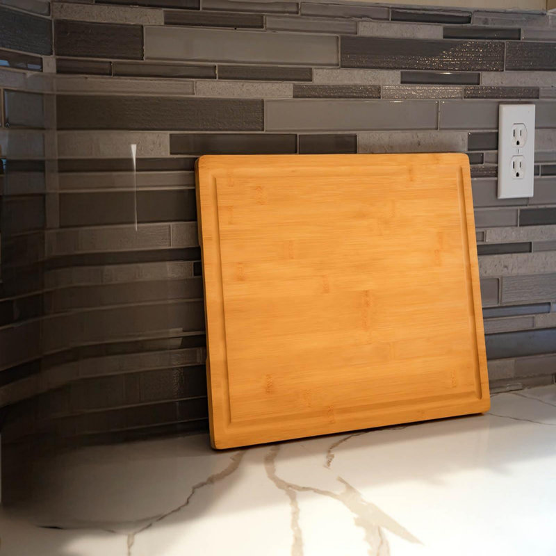 Large Bamboo Cutting Board with Juice Grooves and Handles