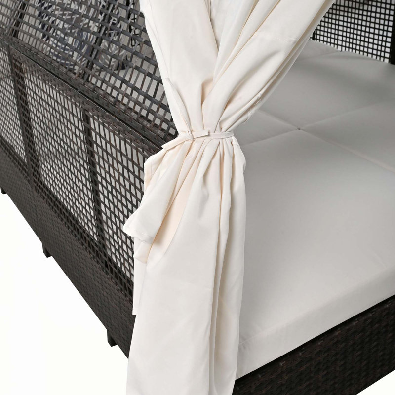 Outdoor Patio Daybed with Adjustable Backrest and Multiple Comforts, Cream