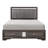 Contemporary Queen Platform Bed With Gray Upholstery, Silver Glitter Trim And Bedroom Storage Decor, Upholstered Headboard Drawers