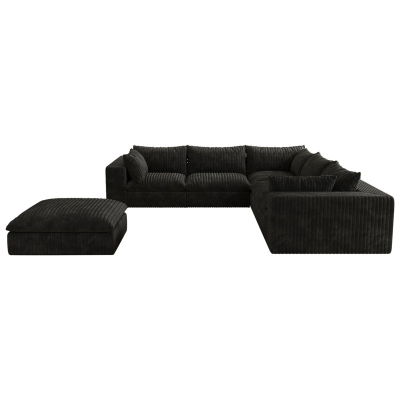Canapé 118,2 po Cloud, assise profonde, double couche, coussin amovible, sans assemblage, conception modulaire, Noir