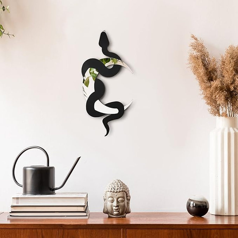 Weysat Black Snake And Crescent Moon Mirror Wall Decor Gothic Decor Boho Hanging Mirrors Snake Decor Gothic Home Decor Mirror Decorative Wall Art For Living Room Bathroom Bedroom Hallway