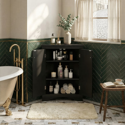 31.5" Triangle Corner Cabinet With Adjustable Shelves, Freestanding Bathroom Storage Organizer For Small Spaces (5 Colors)