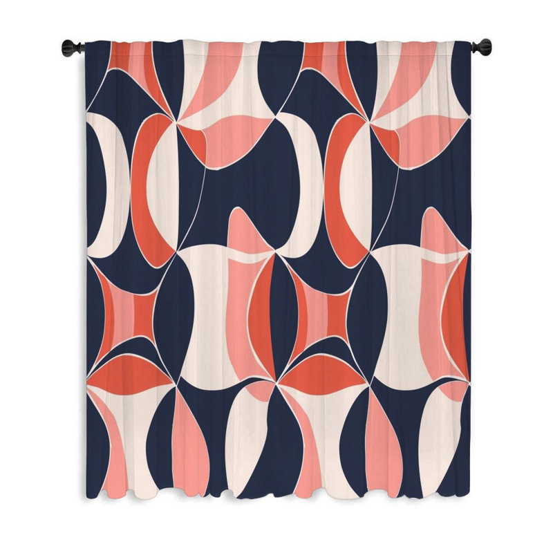 Hemza Polyester Sheer Curtain Single Panel, 50" W x 96" L