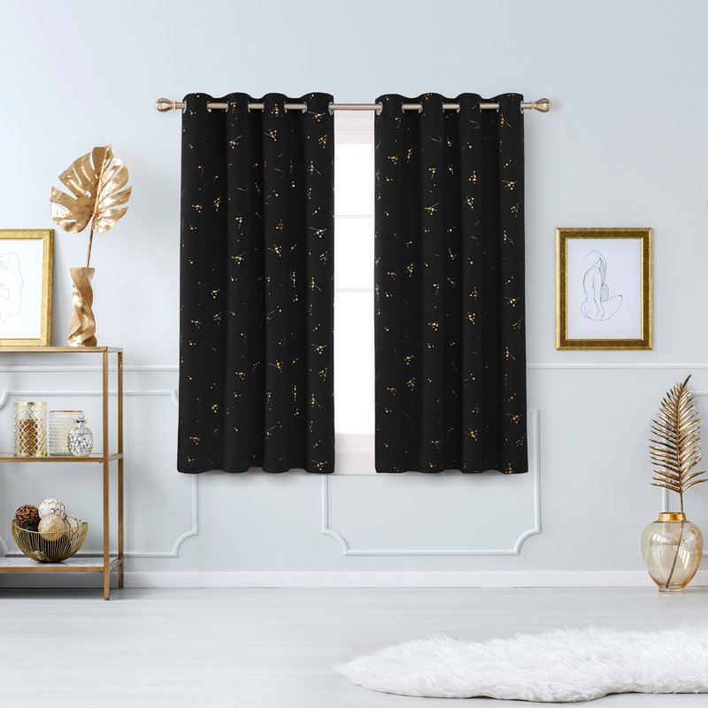 Bertie Room Darkening Thermal Curtains, Width 168 x Drop 138 cm, Black