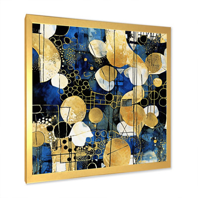 Motif abstrait avec textures bleues et dorées XXI, impression sur toile
