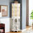 Quality Corner Cabinet With 4 Adjustable Tempered Glass Shelves And White Finish Curio In Solid Wood Legs Illuminated Shelving-499568666