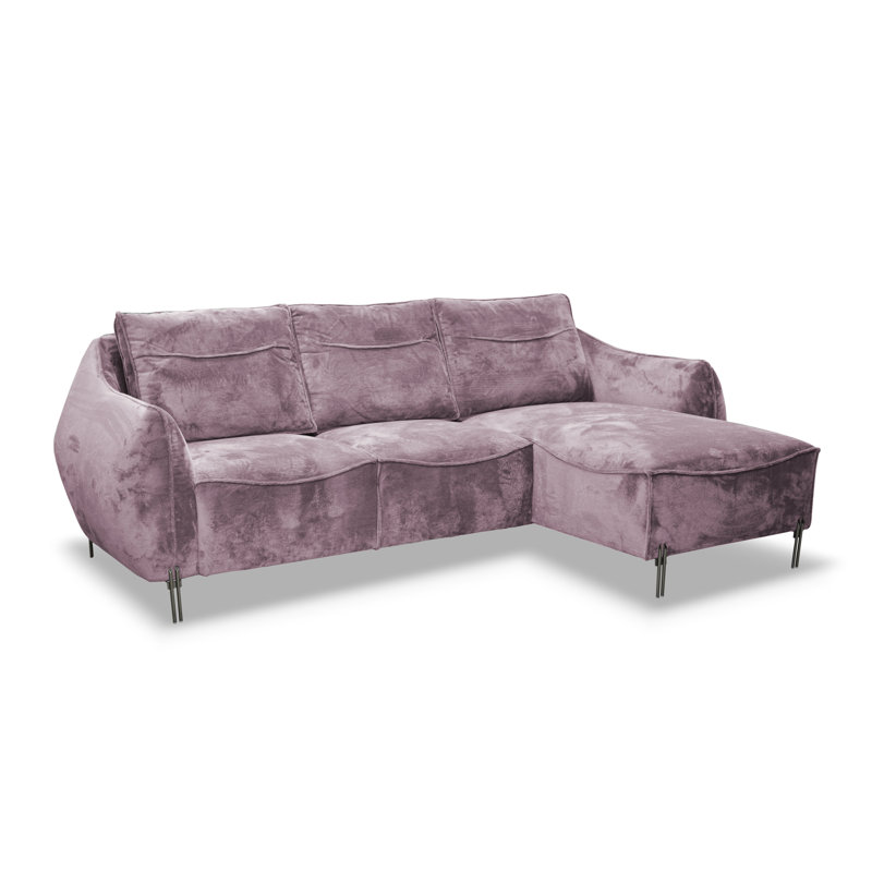 Adly 3 Seater Fabric Sofa & Chaise, Left Hand Facing, Pink