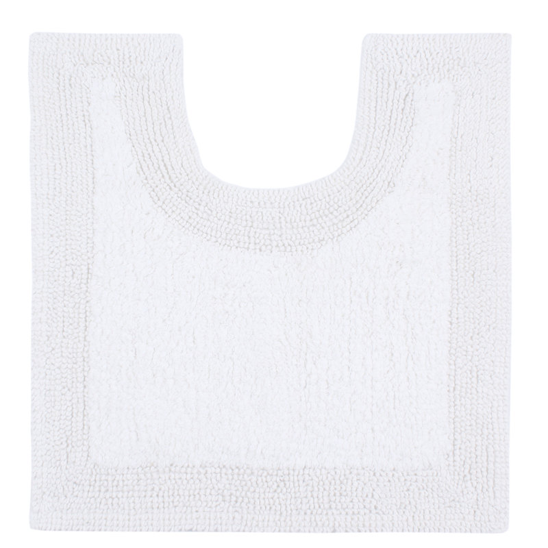 Bruss Luxury 100% Cotton Contour Bath Mat 20"x20" Reversible, White