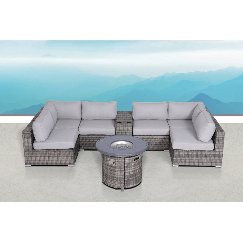 Ensemble de conversation modulaire avec coussins 8 pièces Biles Gray
