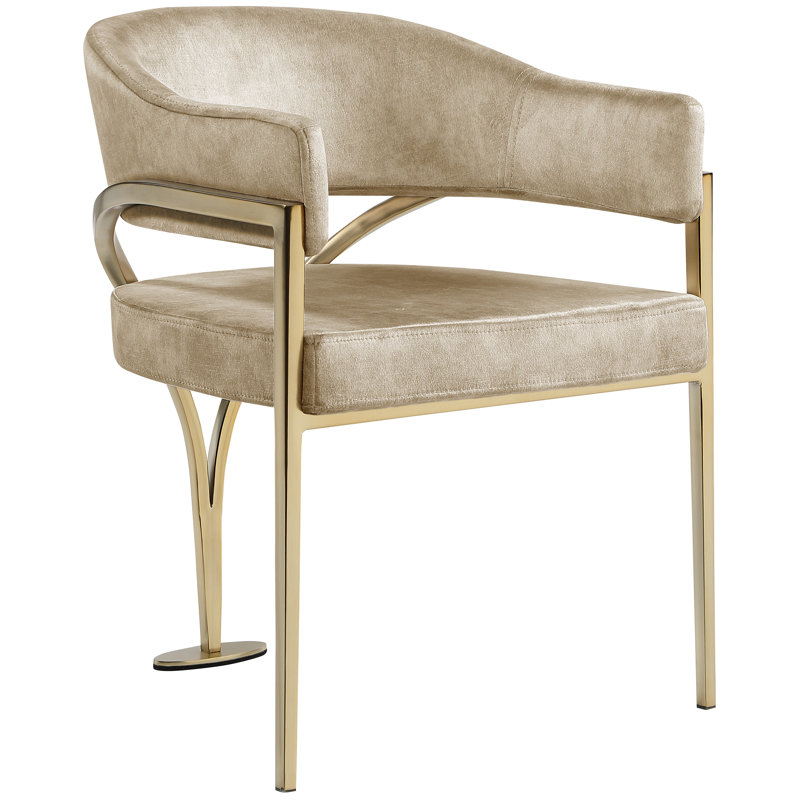 Kirsi Velvet Dining Chair, Beige Velvet, Gold