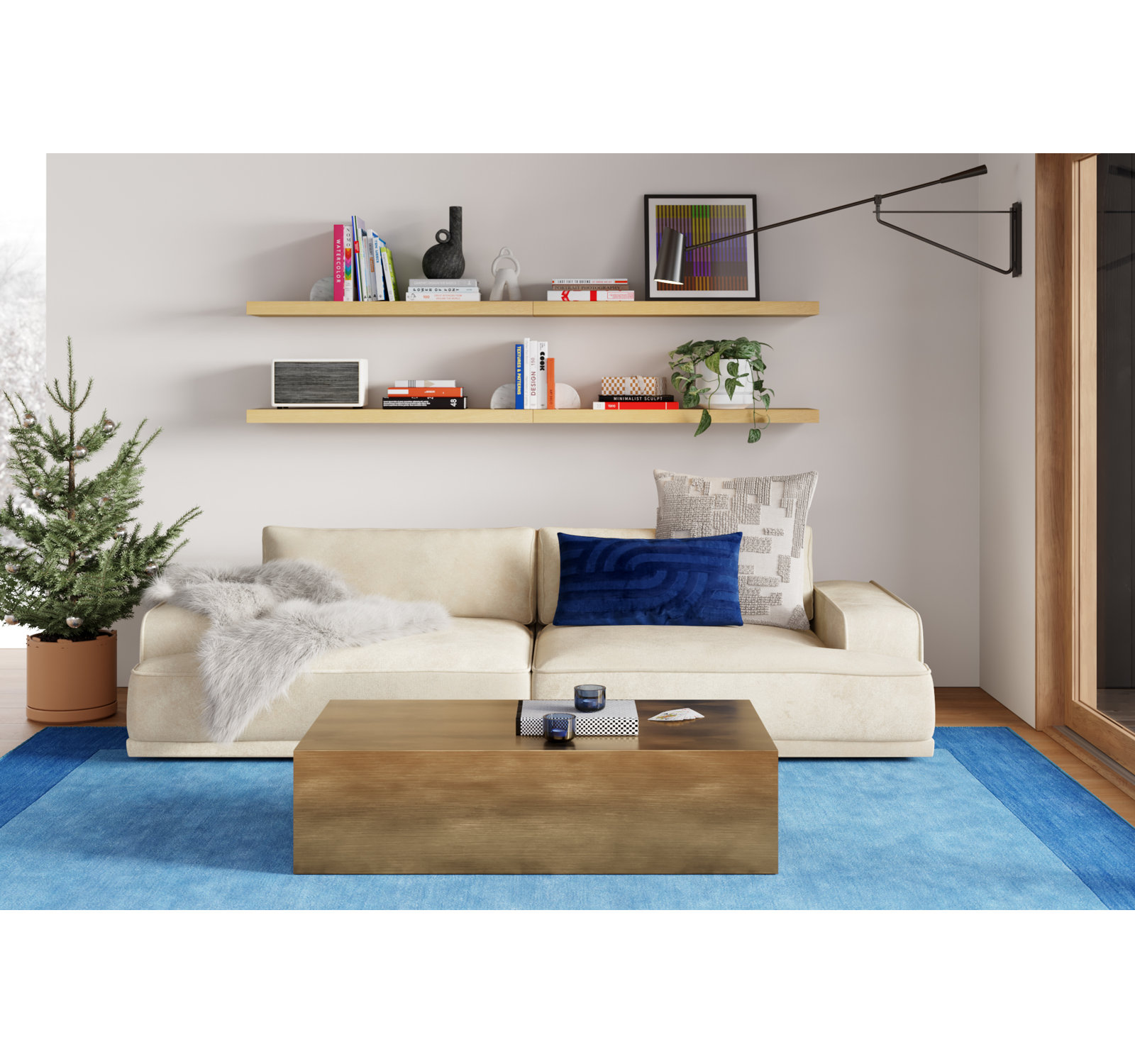 Everson Single Coffee Table, Brass