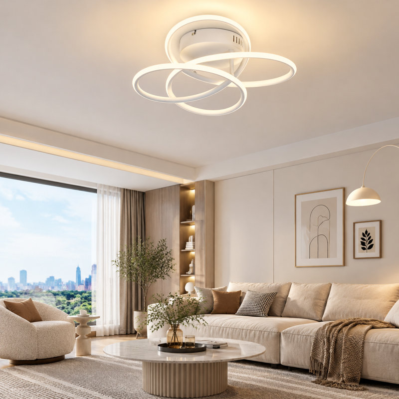 41cm Butterfly‑Shaped Dimmable LED Flush Mount, White