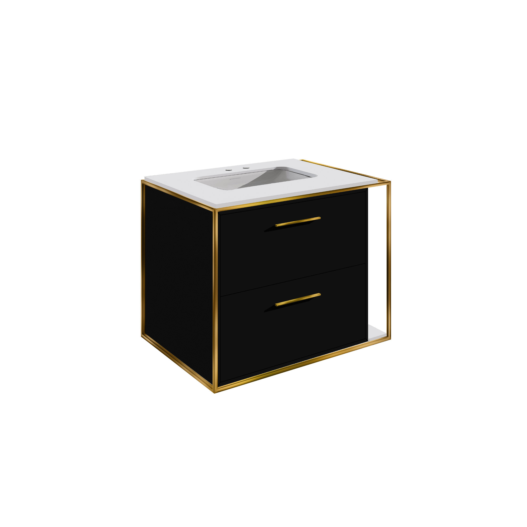 Linea 24" Vanity Base, Double, Brass, Cloud