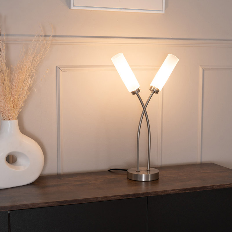 Aaniyah Metal Table Lamp, Brushed Chrome, No