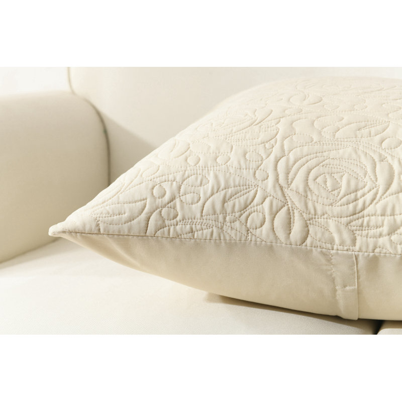 Beige Embroidered Cotton Euro Sham Pillow Covers
