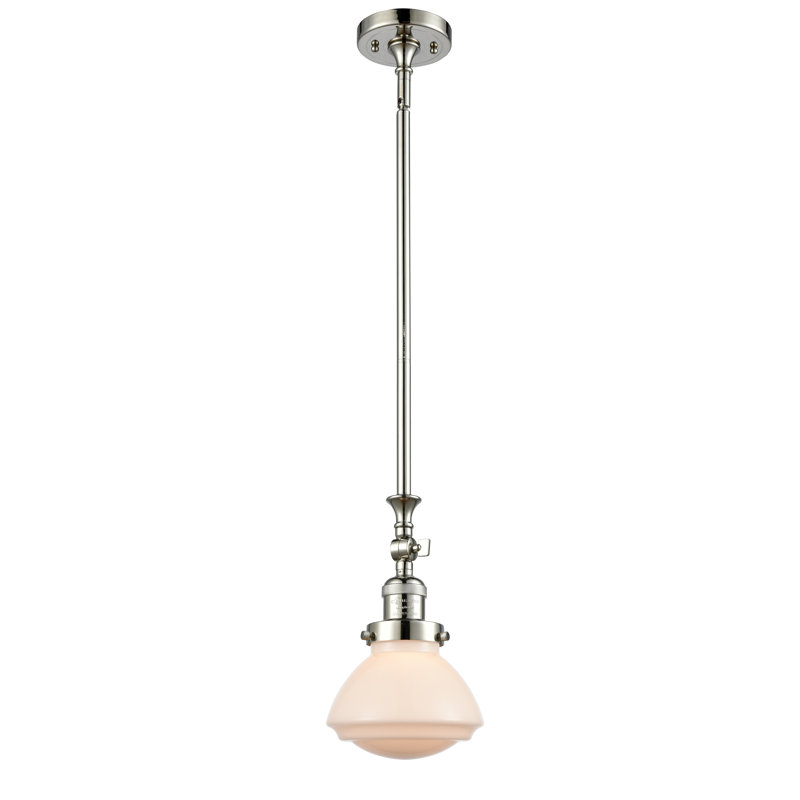 Luminaire suspendu simple à 1 lumière Chesterville, Nickel poli, Ampoule non incluse, Blanc mat