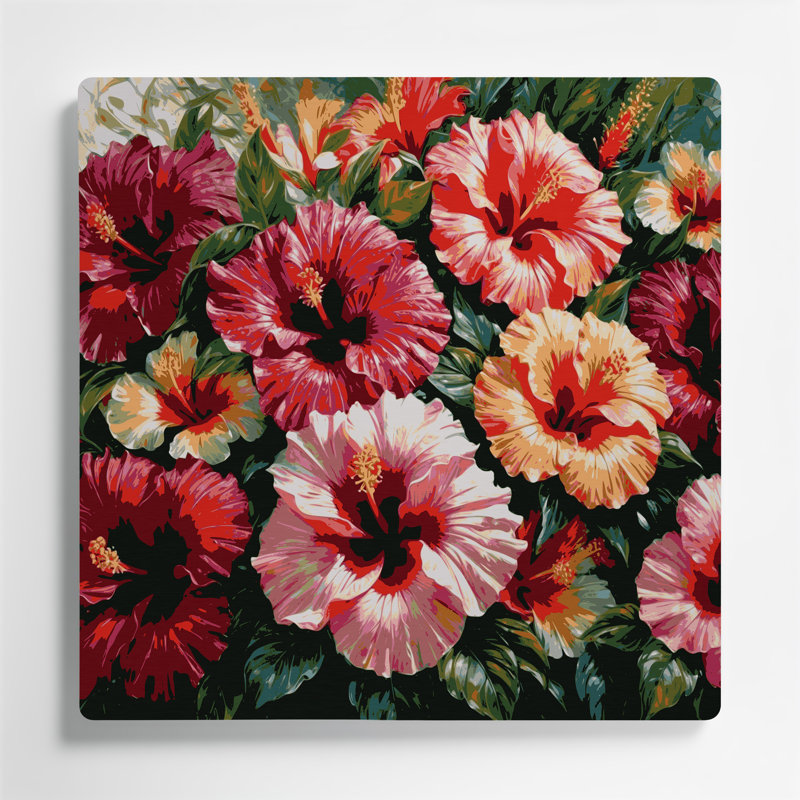 Hibiscus hawaïen, art mural en métal brun, H 32 po x l 32 po
