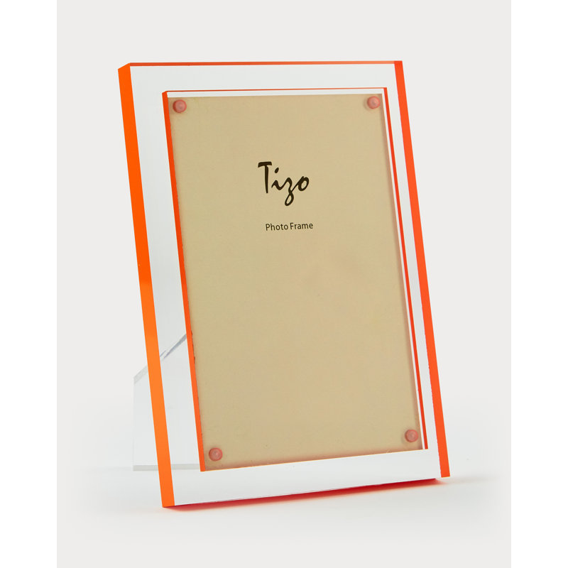 Lucitwe Frame W/Turq. Dbl. Border 5X7, 5" W x 7" H, Orange