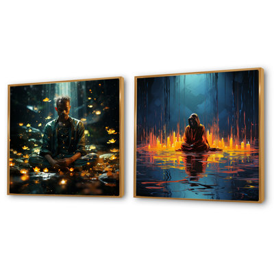 Mindful Moments Meditation - Ensemble de 2 collages carrés de méditation