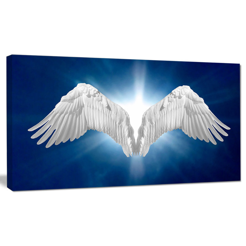 « angel ailes on blue background », reproduction d’impression sur toile tendue, H 16 po x l 32 po