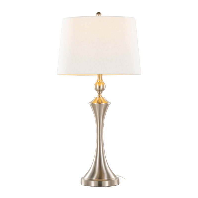 Flint 30" Contemporary Metal Table Lamp with Textured Slub Linen Shade and Built-In USB Port from Grandview Gallery by LumiSource - Set of 2