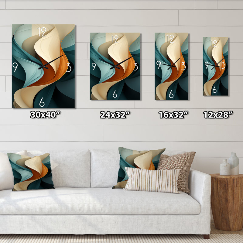 Teal Abstract Vintage Elegant Wave - Abstract Shapes Vintage Wall Clock, Small