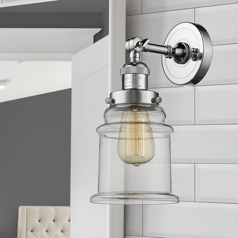 Galaviz Dimmable Bath Sconce, 6 Watt Vinage LED Bulb, Clear, Polished Chrome