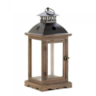 18.5'' H Wood Tabletop Lantern