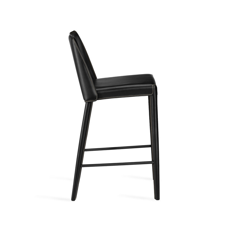 Malin Upholstered Bar Stool with Metal Frame, Black Night
