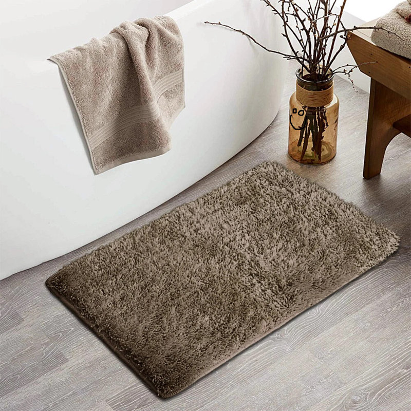 Polypropylene Plastic Non-Slip Bath Mat, Single - 80cm L x 50cm W, Light Coffee