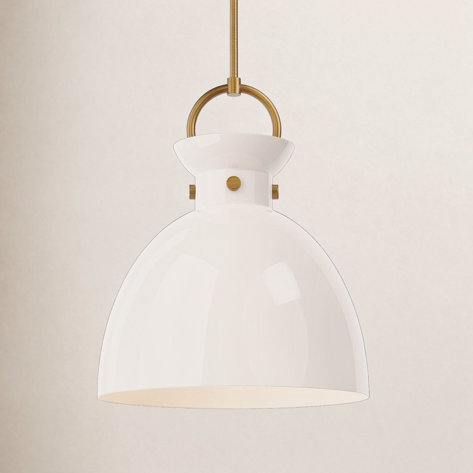 Tinka Single Light Glass Steel Pendant, Aged Gold, 21.75" H x 18" W x 18" D