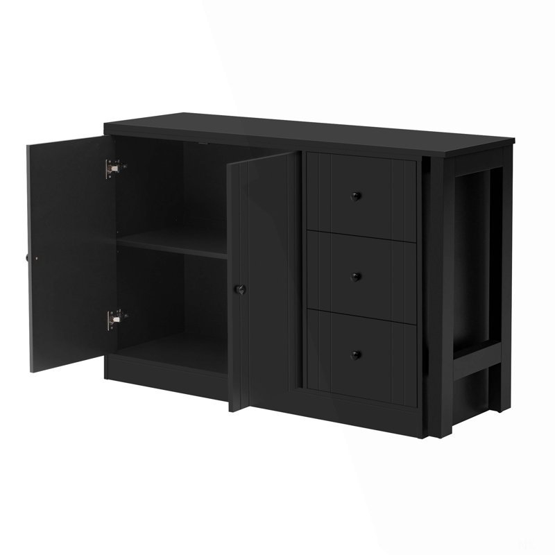 Buffet en bois avec table extensible 89,7 po, Noir