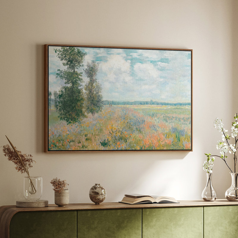 Paysage rétro -XCII, H 27 po x l 41 po x P 2 po, Toile avec cadre noyer