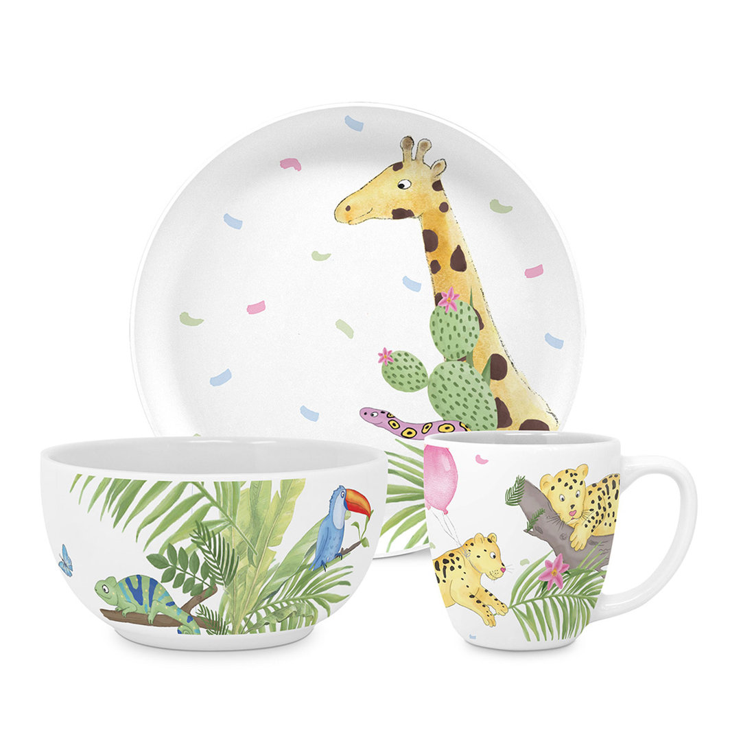 PPD Happy Leo Kids Set, 3-tlg., Geschirr, Becher, Teller, Schale, Kinder, New Bone China, 162302587