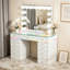 Ensemble de meuble-lavabo avec miroir lumineux et plateau en verre HD avec 13 bandes de lumière DEL intégrées