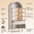 71'' Tall Full Wood Arched Storage Cabinet Adjustable Shelves Bookcase With LED Lights-1701483648