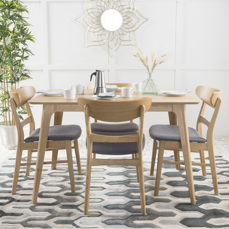 Armgart 4-Person Dining Set, Natural Oak, Dark Gray