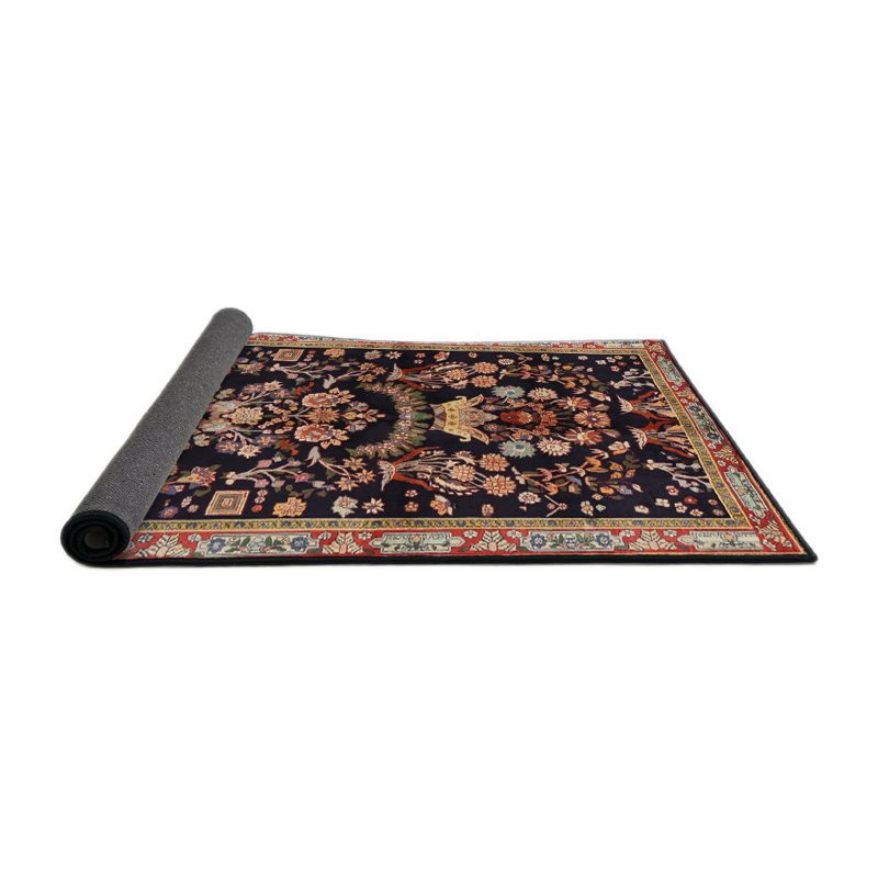 Tapis traditionnel noir / rouge / brun Colmars, Rond 4 pi