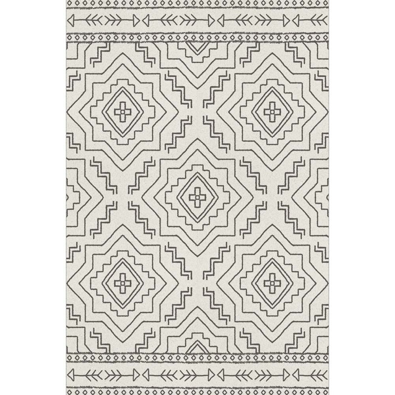 Tapis blanc intérieur et extérieur lavable à motif abstrait lavable