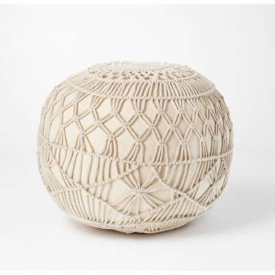 Edwidge Macrame Hand-Made 100% Cotton Upholstered Ottoman Pouf