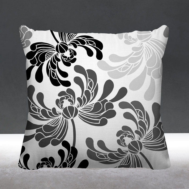 Coussin décoratif intérieur / extérieur Maina, L 19 po x H 19 po, Noir