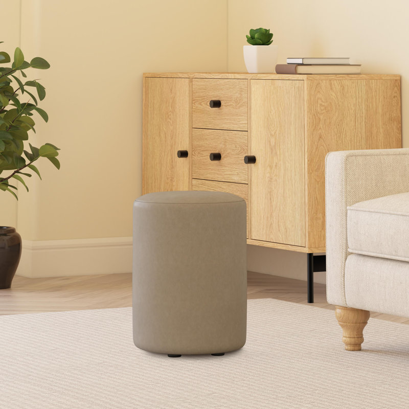 Faux Leather Round Stool Seating , Flake Grey
