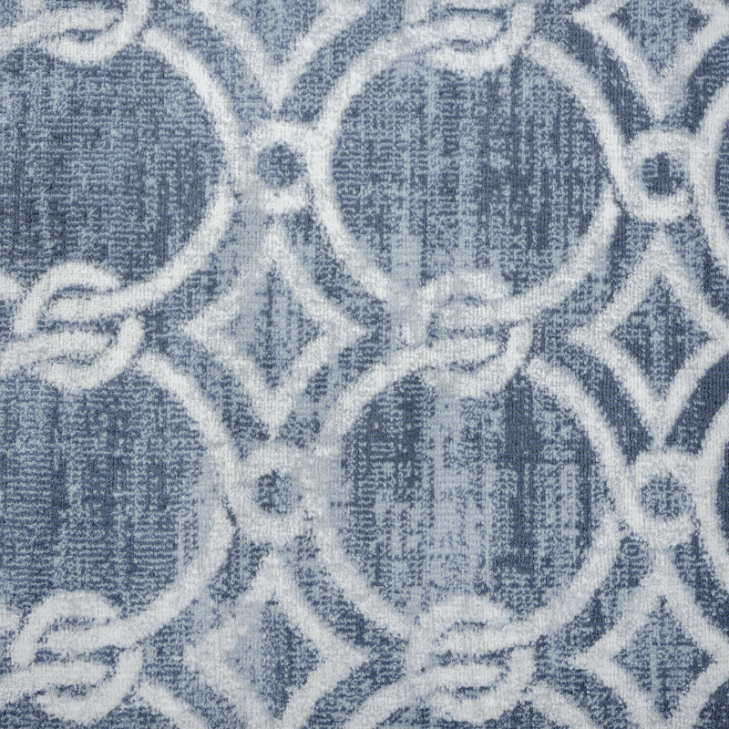 Tapis bleu marine à motif géométrique Hedersett, Rectangle 7 pi 11 po x 10 pi 3 po