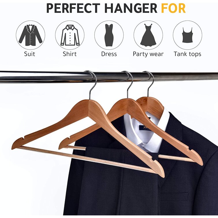 Dellah Wood Hanger with Clips for Dress/Shirt/Sweater Rebrilliant