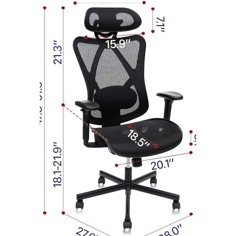 Ergonomic Office Chair With Mesh Construction - Adjustable Lumbar, Armrest, Ideal For And Home Back Productive Comfortable Working Environment For