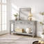 Console grise à 3 tiroirs et tablette inférieure ouverte - imperméable, facile à nettoyer, conception étroite pour le vestibule ou le salon - Couleur: gris-520093110