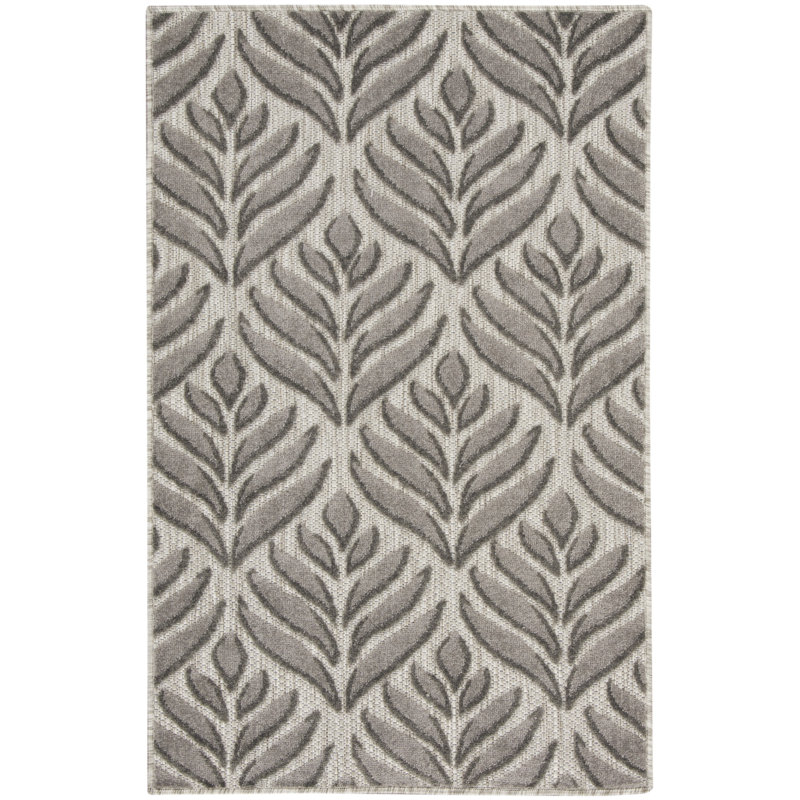 Tapis extérieur floral anthracite 3 pi x 4 pi
