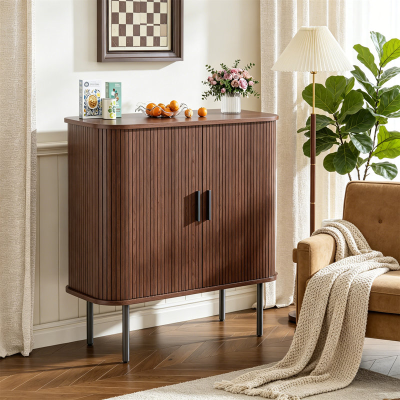 Metal Rectangle Accent Cabinet, Brown, 82cm H x 80cm W x 40cm D